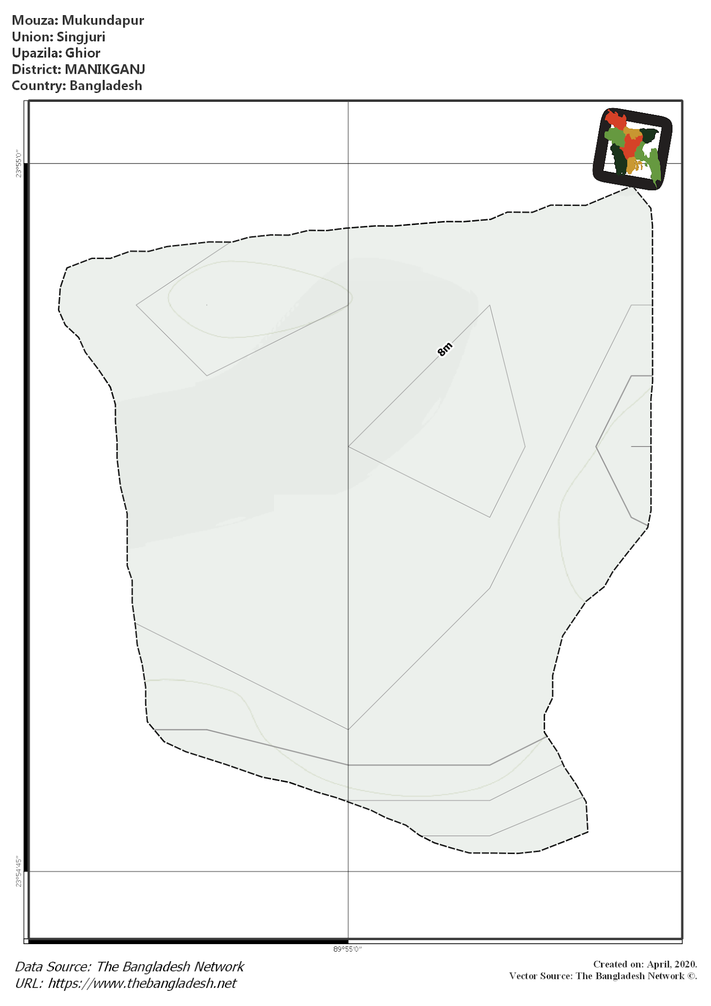 Map of Mukundapur Mouza of Ghior Upazila, MANIKGANJ, Bangladesh.