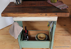 shutters, drawer, kitchen storage, organization, reclaimed wood, Beyond The Picket Fence, http://bec4-beyondthepicketfence.blogspot.com/2013/08/shutter-island.html