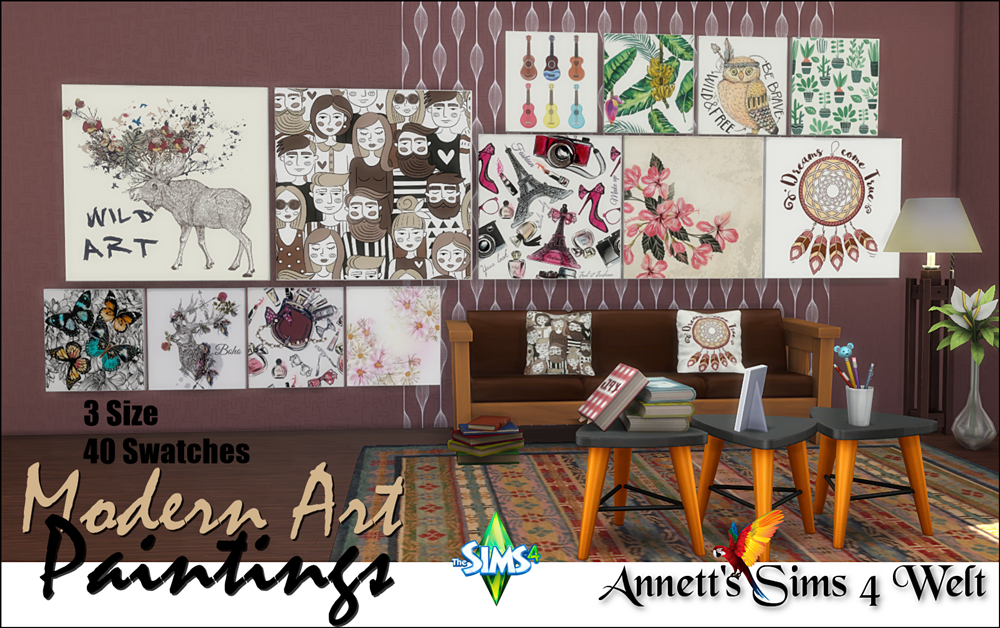 Sims 4 Welt 40 "Modern Art" Paintings Part 2