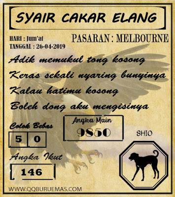 Syair MELBOURNE,26-04-2019