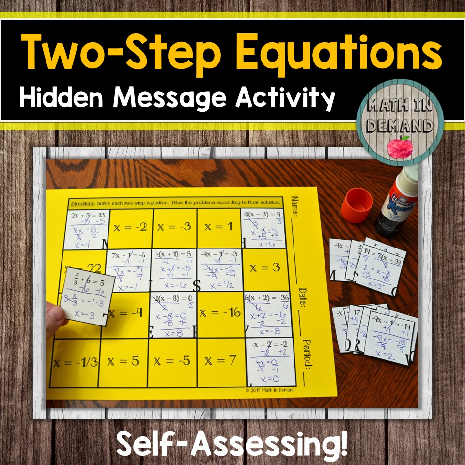 Two-Step Equations Hidden Message Activity / Worksheet In Two Step Equations Worksheet