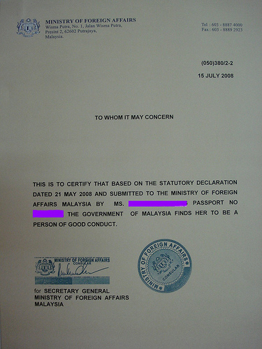 Certificate of Good Conduct untuk Pelaut ~ AObosleyrekan