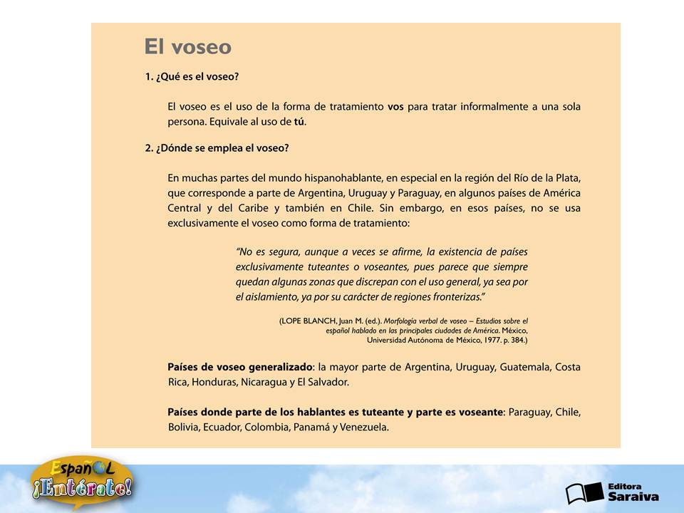 ESPANHOL: Voseo