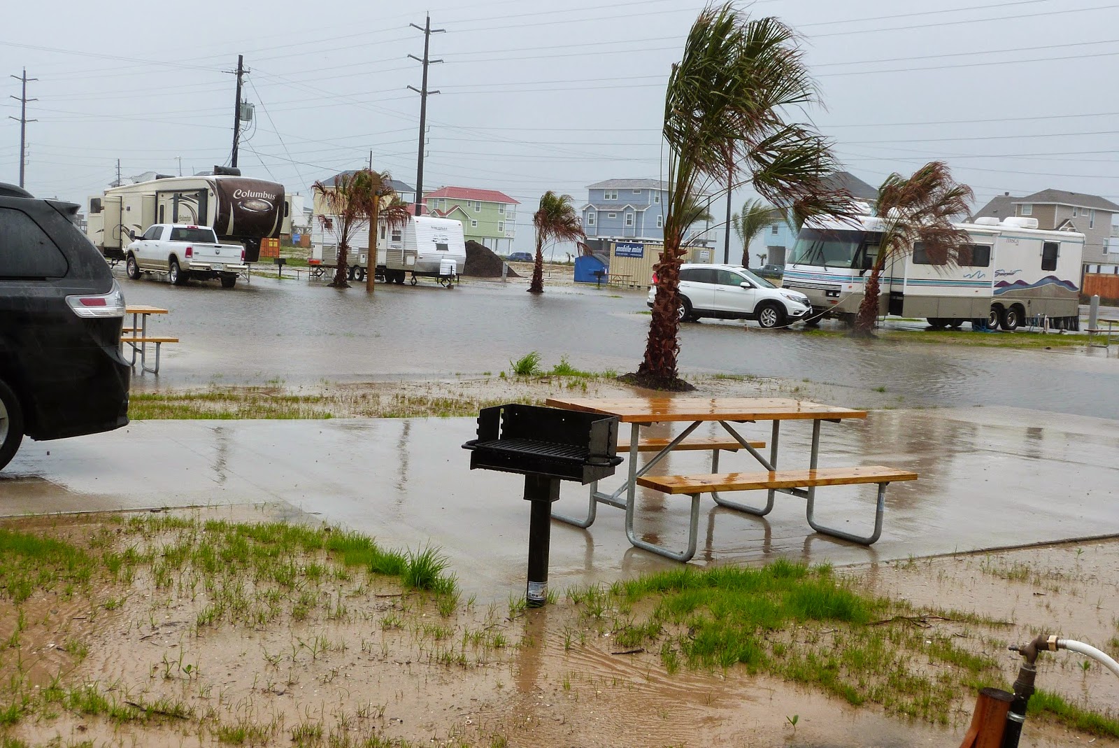 Stromboli's Rolling Log Day 6. Galveston Island Rain, Rain, Rain!