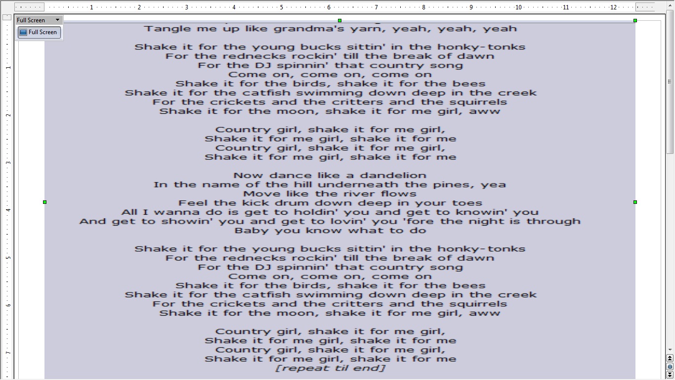 Country Song Corral Country Girl (Shake it for Me)