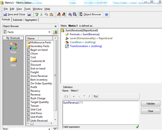RunningSum calculation only on the metric subtotal in MicroStrategy