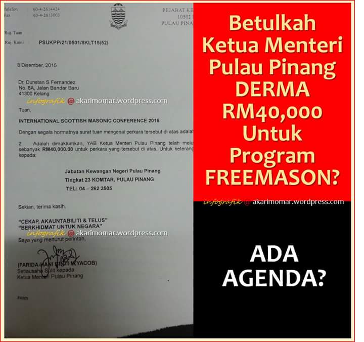 LGE DERMA RM40,000 Untuk FREEMASON? - PenangKini