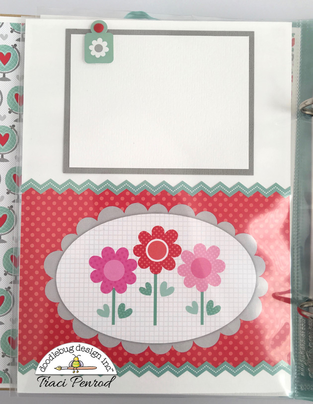 Sweet Things Valentine Scrapbook Album page with flowers and polka dots