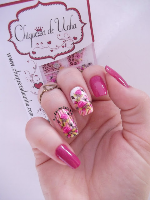 Unhas Esmalte Niza Guisseny Película Floral Chiqueza de Unha