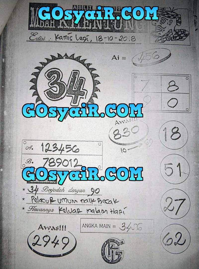Kode Syair SGP Kamis 18 Oktober 2018 GOsyair SEDIA KODE SYAIR SGP ADA