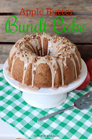 Apple Butter Bundt Cake recipe from Served Up With Love is filled with bits of apples and spices. Its the prefect cake for fall.