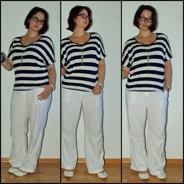 [Fashion] Oh Captain, my Captain White Linen Trousers and Striped Shirt  Weiße Leinenhose und Streifenshirt