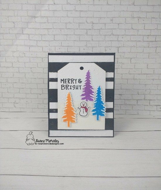 Merry & Bright by Diane features Petite Snow, Sky Borders, Forest Scene Builders, Snow Globe Scenes, and Sentiments of the Season by Newton's Nook Designs; #newtonsnook