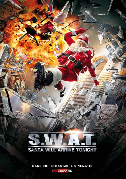 sky propaganda natal papai noel filmes de ação poster swat