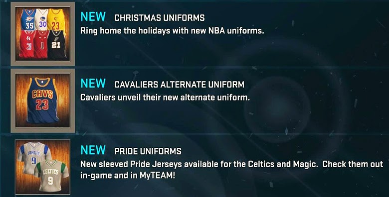 NBA 2K15 Adds Christmas, Pride & Cavs Alternate Jerseys