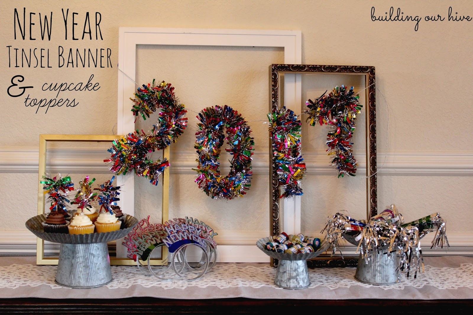 New Year Tinsel Banner and Toppers