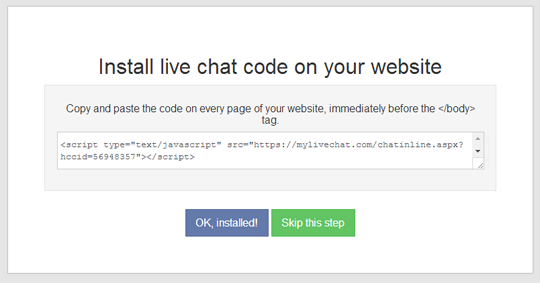 My live chat code