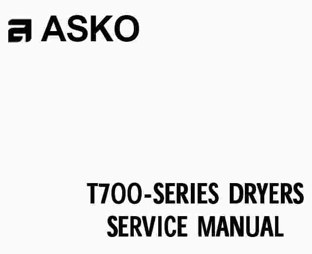 ASKO T700 Series Dryer Service Manual - Wiring Diagram Service Manual PDF