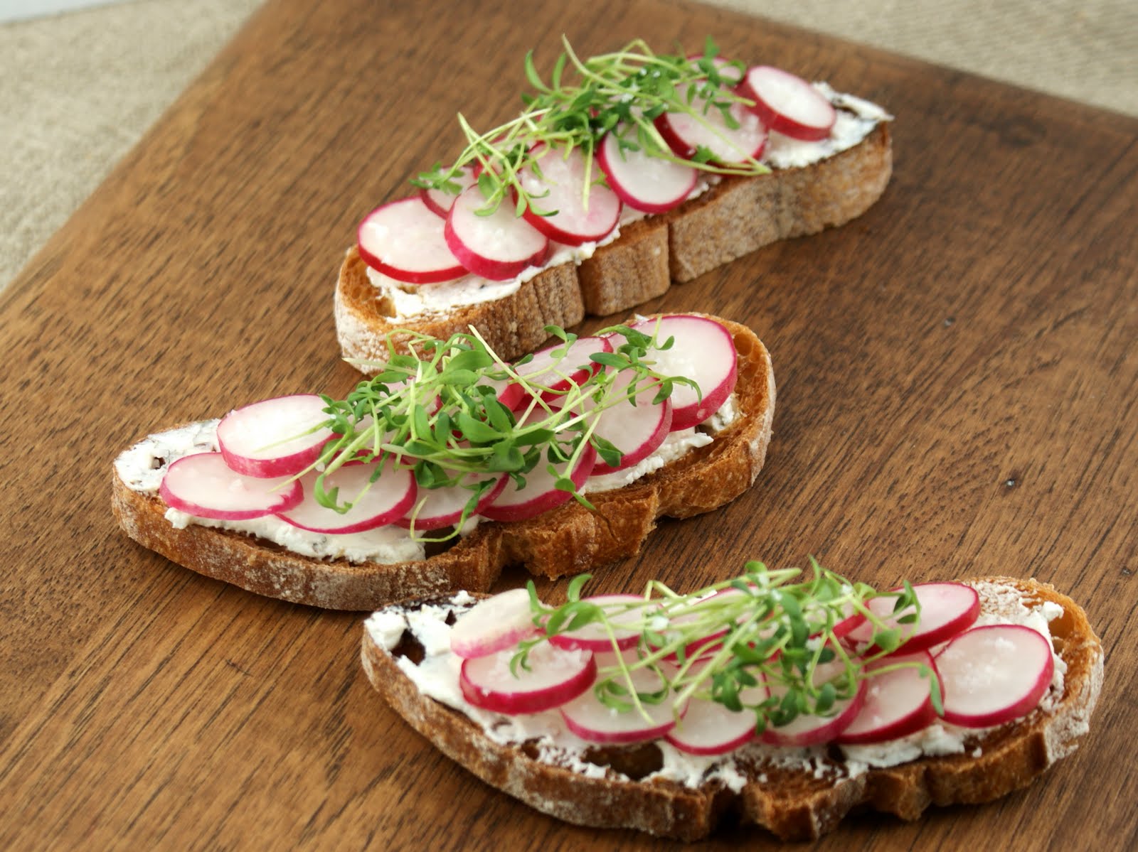 Authentic Suburban Gourmet Royal Radish Crostini with Peppercress