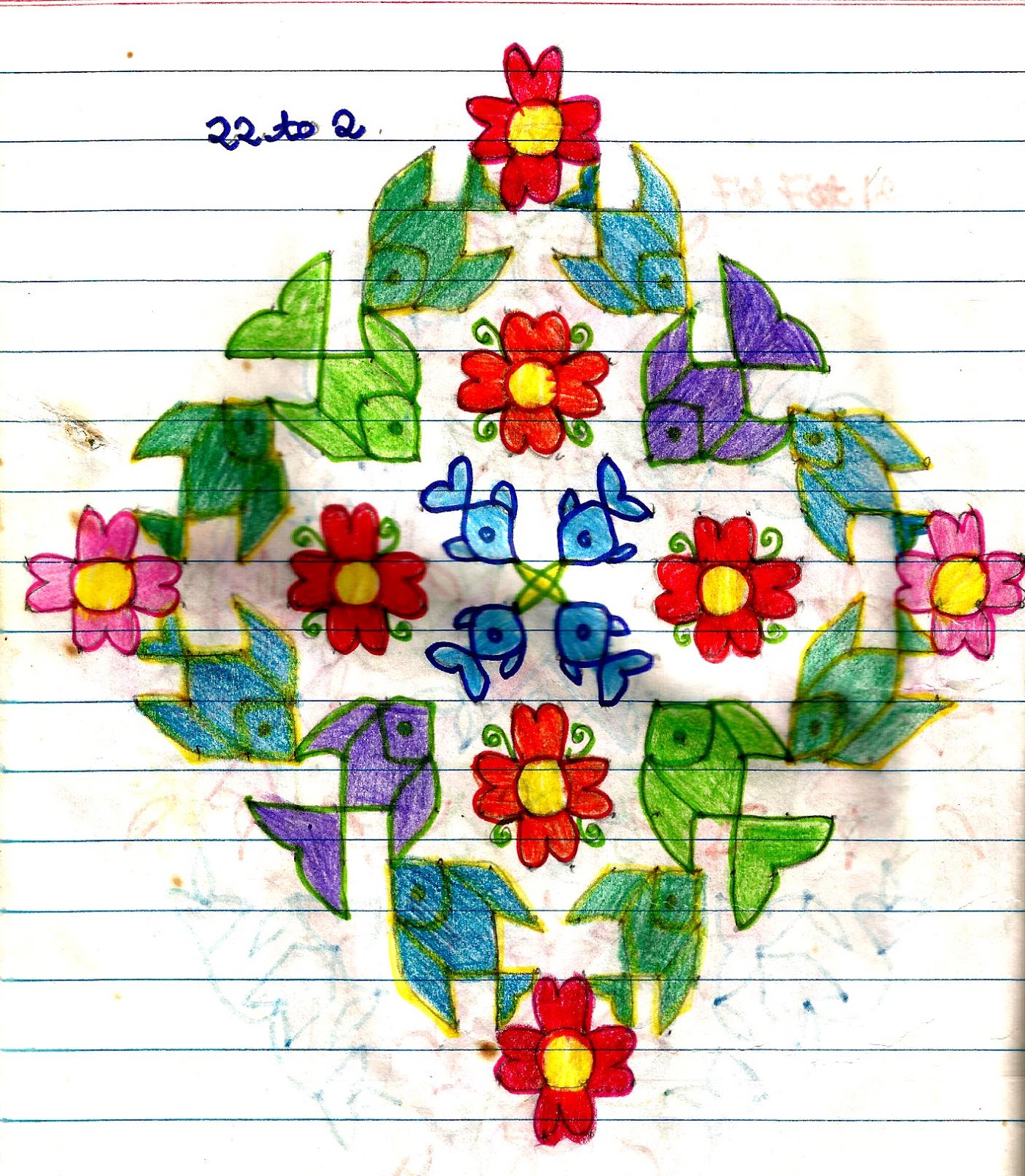 Colourful Rangoli Patterns with Dots 22 to 2 dots New Rangoli Designs