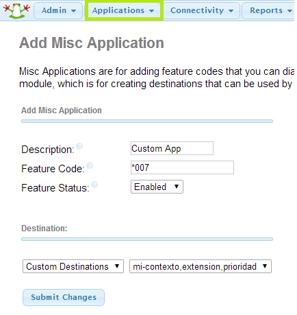 FreePBX: Misc Application