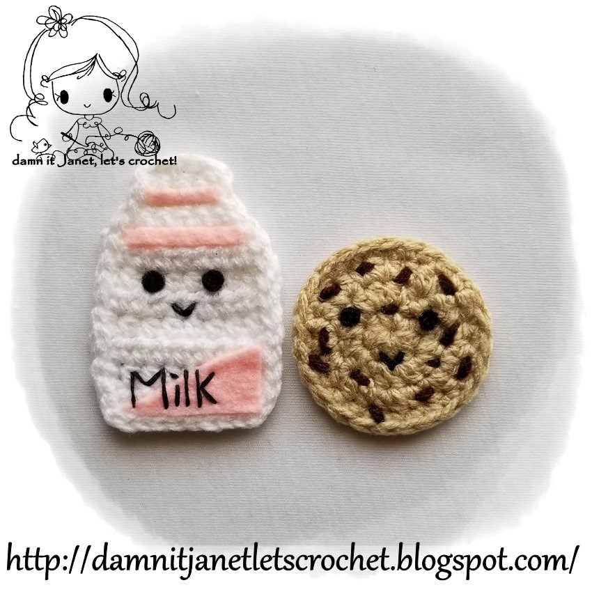 damn it let's crochet! Milk Carton & Cookie Applique