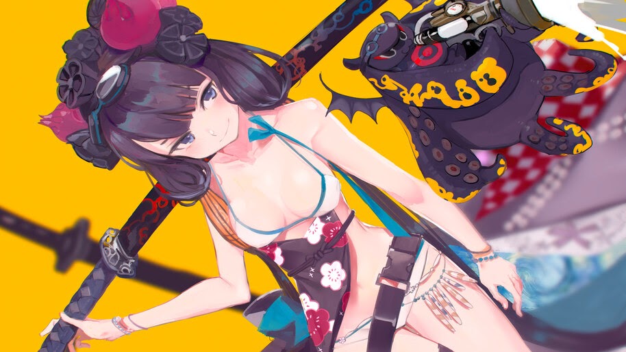 Anime, Girl, Katana, Bikini, 4K, #4.2472