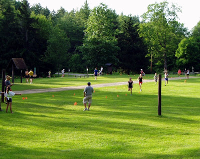 Finish line, Monday night 6/27, Camp Saratoga 5K trail race.

The Saratoga Skier and Hiker, first-hand accounts of adventures in the Adirondacks and beyond, and Gore Mountain ski blog.