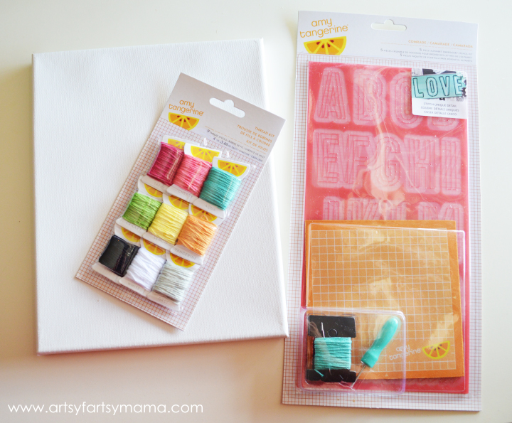 DIY Embroidered Canvas with Amy Tangerine Embroidery Kit at artsyfartsymama.com #AmyTangerine #embroidery #create