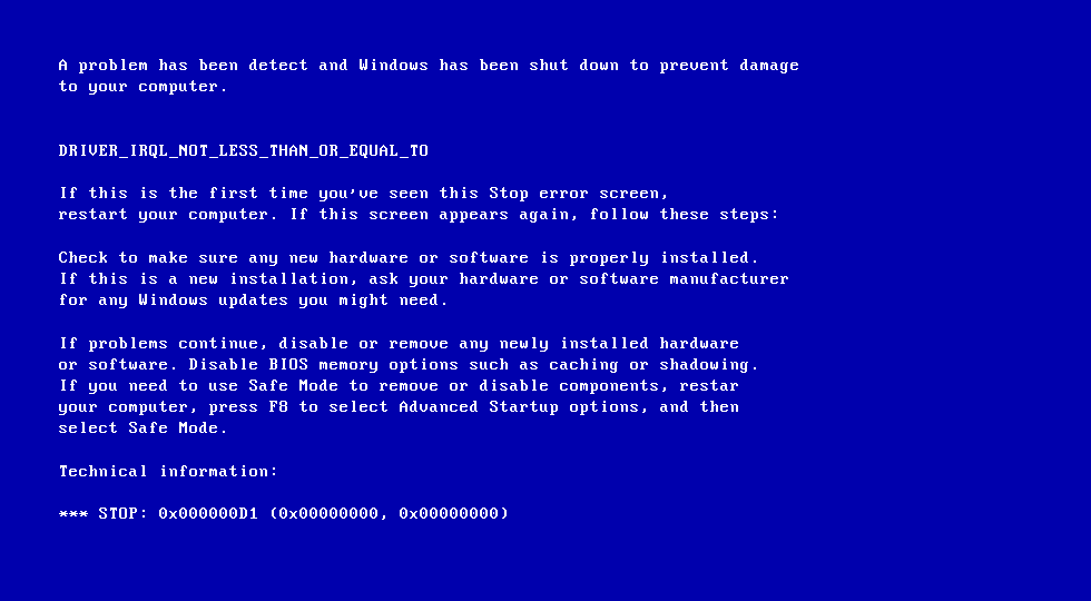 how to resolve blue screen error in windows 7
