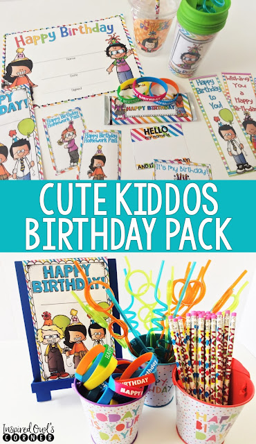 Student birthday pack perfect for your 1st, 2nd, 3rd, or 4th grade students. Included are cup labels, topper labels, certificates, birthday badges, passes, and cards.