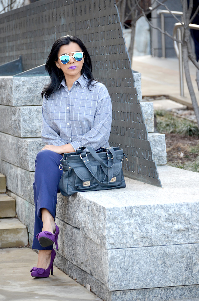 Plaid Crop Blouse-Mari Estilo- Outfit para el Trabajo- Fashion Blogger- Fashion Ideas