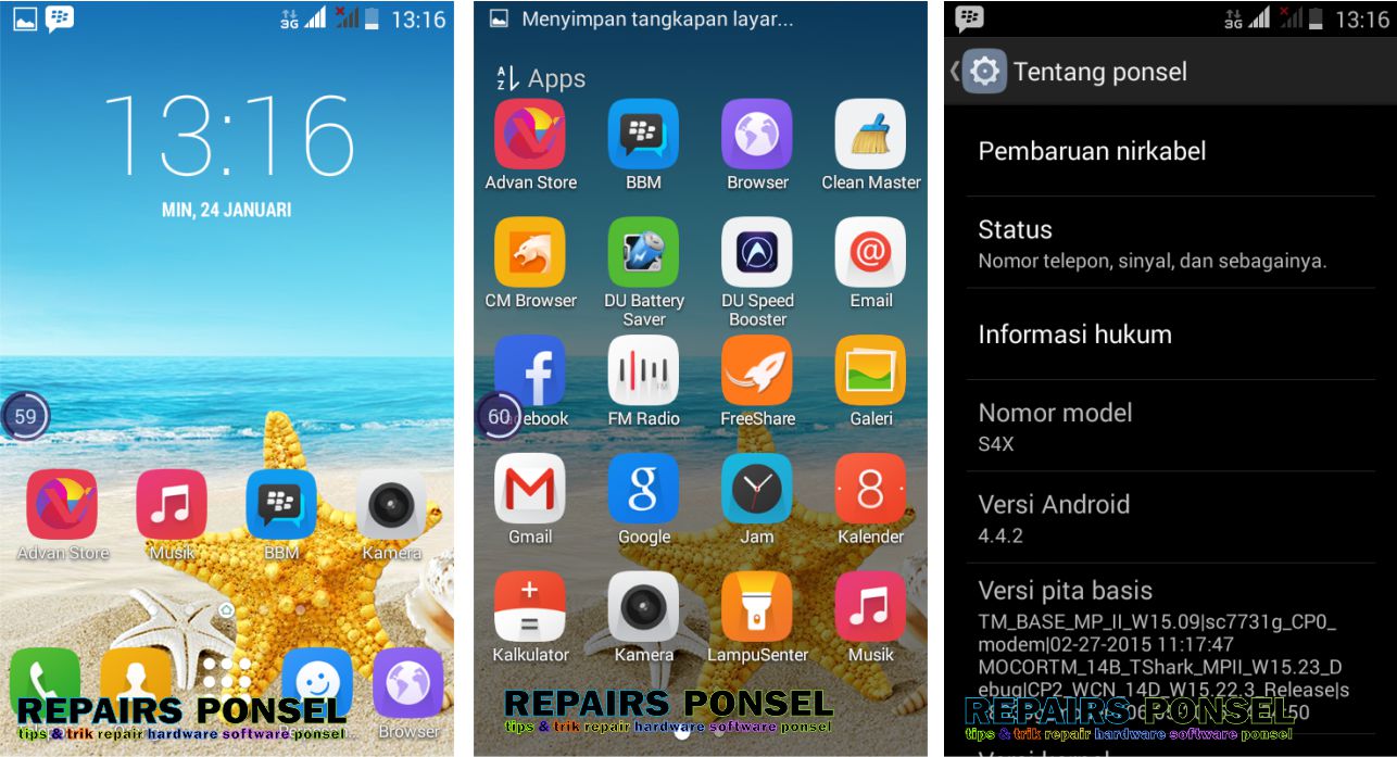 Cara Screenshot Advan S4X Cara Screenshot Advan S4X