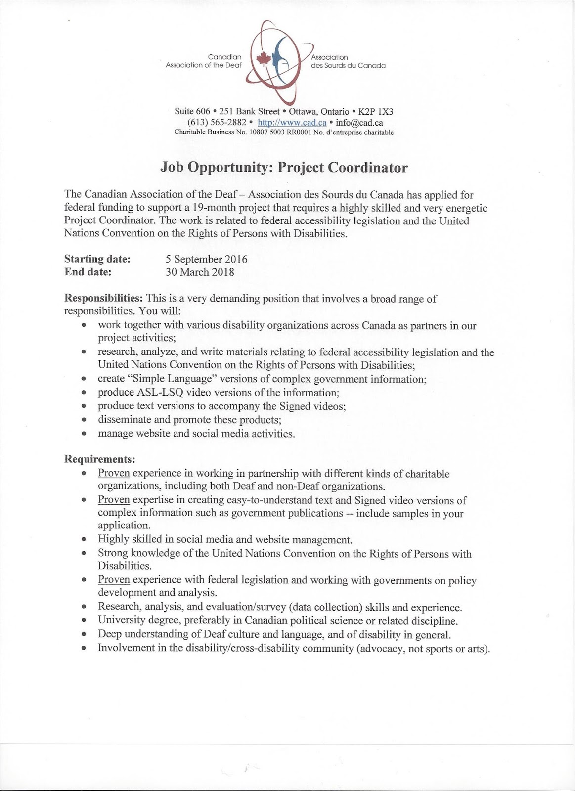 deaf job government