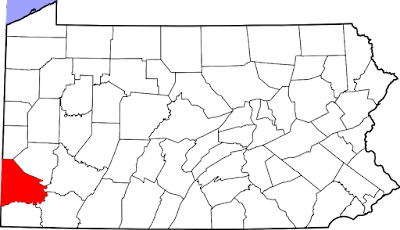 Climbing My Family Tree: Map of Pennsylvania with Washington County highlighted