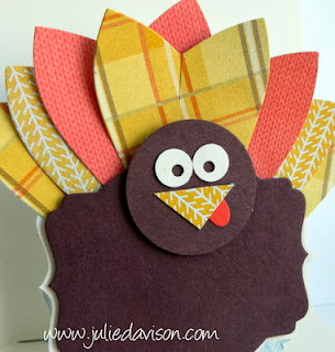 Turkey with Deco Label Framelit + Gift Bow Die #stampinup #thanksgiving www.juliedavison.com