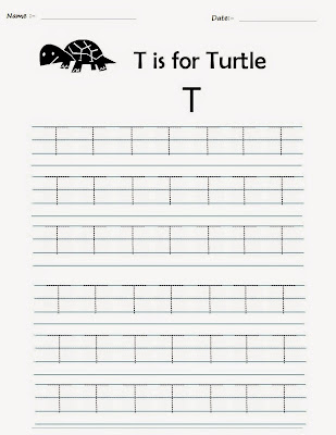 Kindergarten Worksheets: Printable Tracing Worksheets - Alphabet T