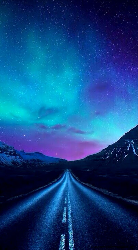 aurora borealis a road   The iPhone Wallpapers