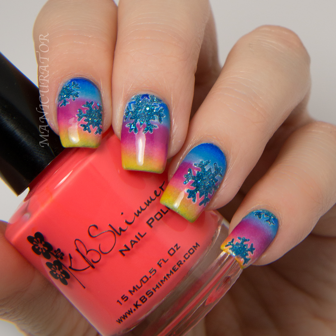 Live Love Polish UNT Lost In Paradise Snowflake Winter Sunset Nail Art