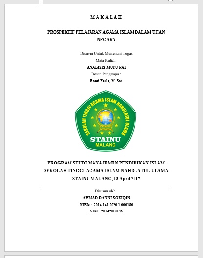 Makalah Prospektif Pai Dalam Ujian Negara Suara Kampus