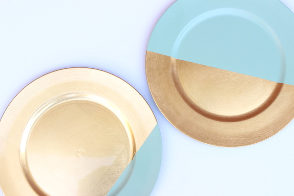Customise the geometric design on these plates by using spray paint for different designs