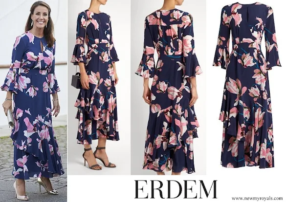 Princess Marie wore Erdem Florence Kayo Lily-Print Silk Crepe Dress