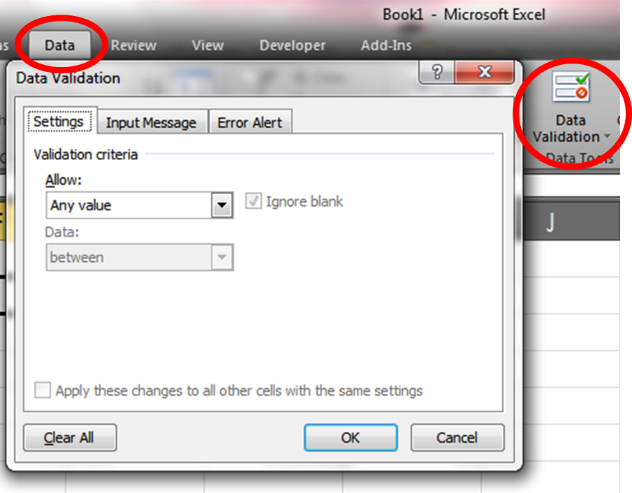 Data Validation in Excel