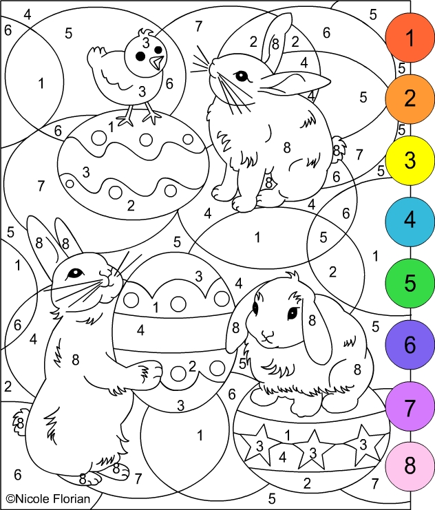 easter bunny coloring pages color by numbers - photo #6