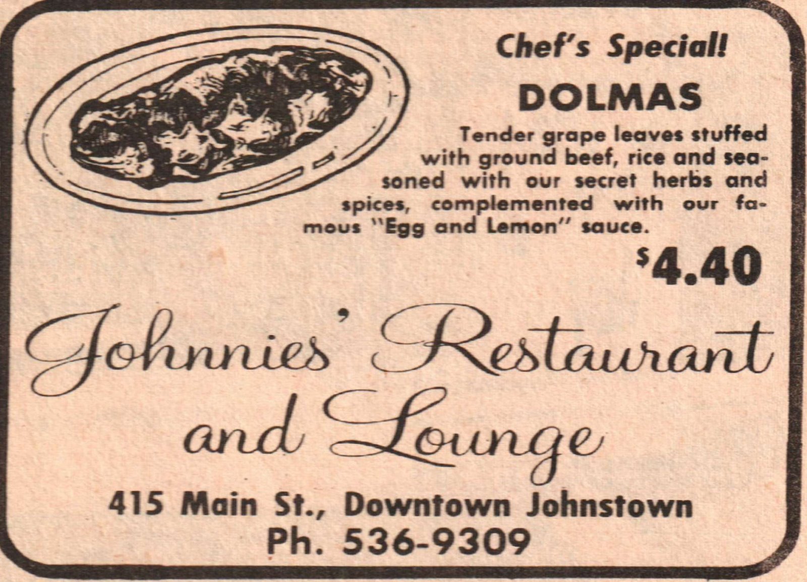 Vintage Johnstown Johnnies' Restaurant