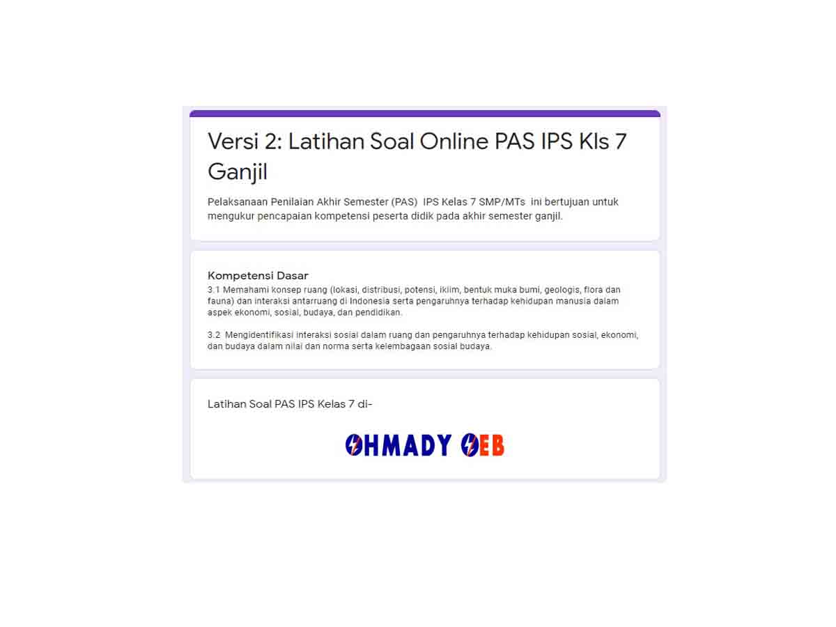 Versi 2: Latihan Soal Online PAS IPS Kls 7 Semester Ganjil