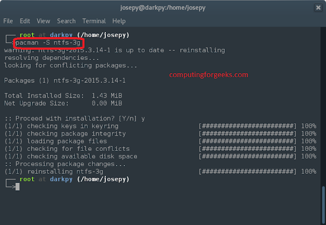 How To Auto-mount USB and External Storage devices with rw in Arch Linux 2 install ntfs package