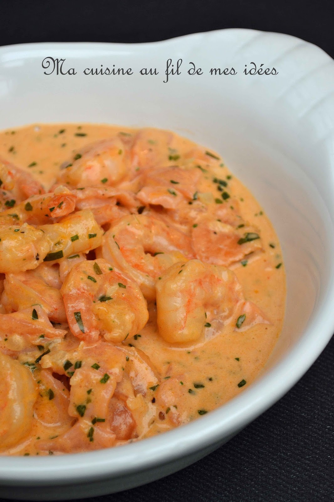 Ma cuisine au fil de mes idées... Scampis et saumon fumé, sauce