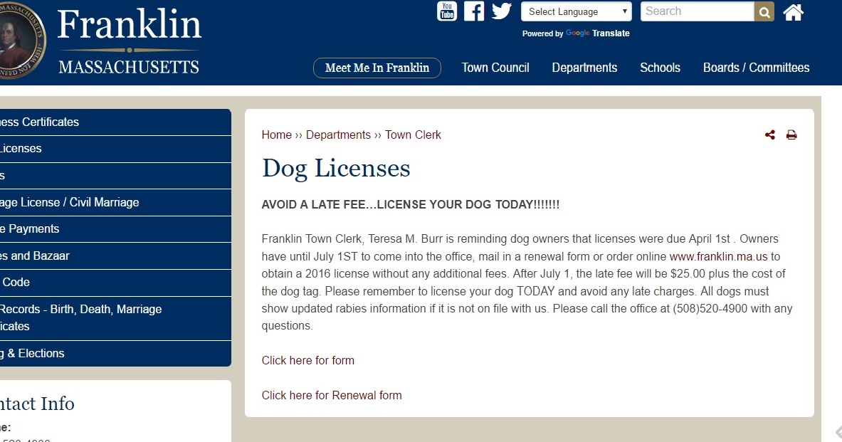 Franklin Matters Updated fee schedule dog license renewals coming