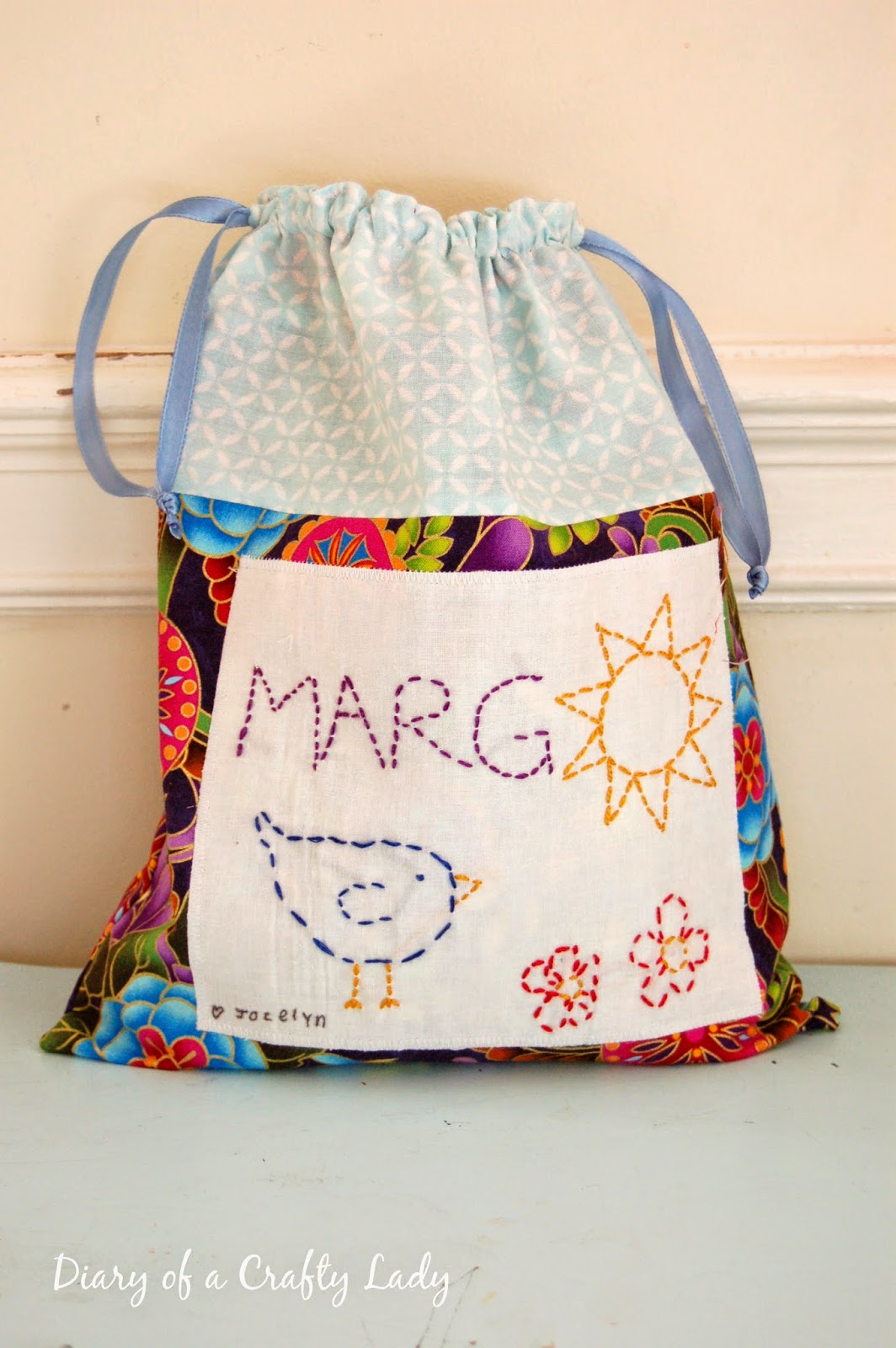 Diary of a Crafty Lady Personalized Drawstring Bag Birthday Gift